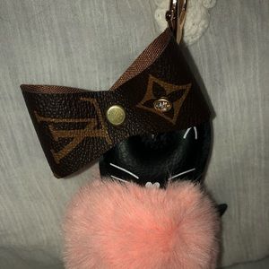 Cat keychain, Fur pom pom, Handbag charm